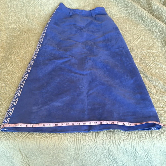 One of a kind hand made periwinkle suede like maxi skirt with side details - Picture 8 of 13